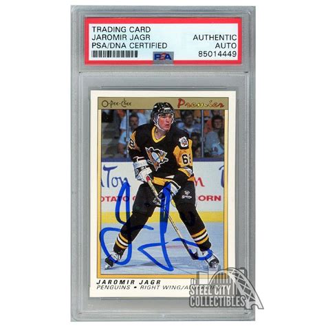 Jaromir Jagr 1990 91 O Pee Chee Premier Autograph Rookie Card 50 PSA