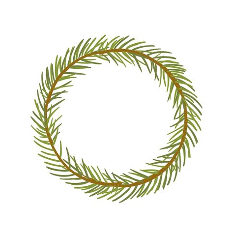 Premium Vector Evergreen Branch Wreath Vector Hand Drawn Illustration