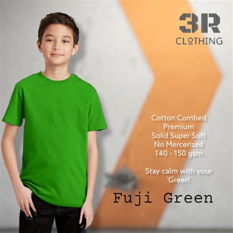 Jual Kaos Polos Anak Hijau Fuji Cotton Combed Premium Bisa Cod