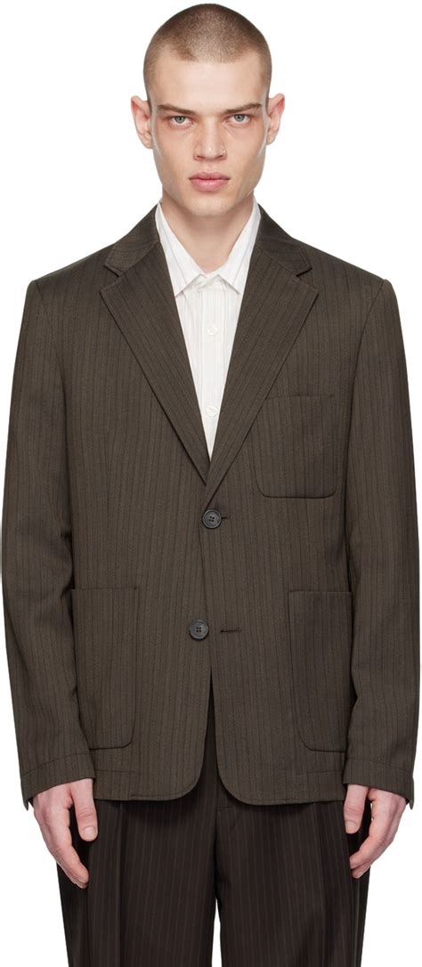 Mfpen Brown Pinstripe Blazer Mfpen