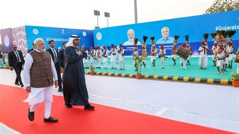 Pm Modi In Gujarat Highlights Pm Uae President Hold Roadshow In