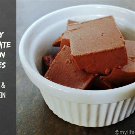 Creamy Chocolate Gelatin Squares Healthy Protein Snacks Low Carb Chocolate Gelatin Recipes