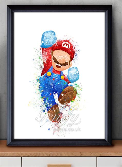 Super Mario Super Smash Bros Watercolor Painting Art Poster Print Wall