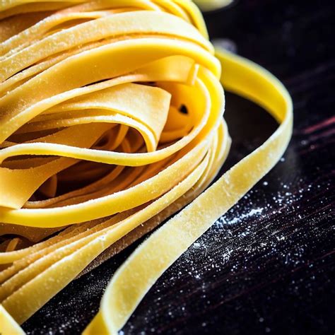 Premium AI Image Close Up Of A Raw Dry Italian Pasta Fettuccine On