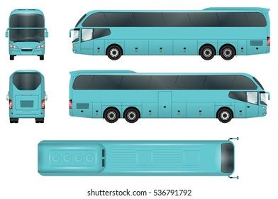 Realistic Vector Coach Bus Mockup Rear Stock Vector Royalty Free