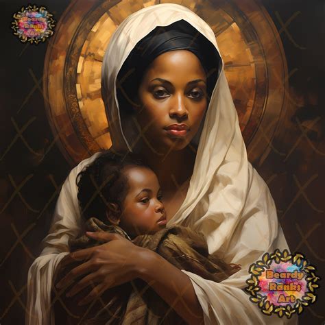 African American Virgin Mary And Baby Jesus Black Virgin Mary Wall Art