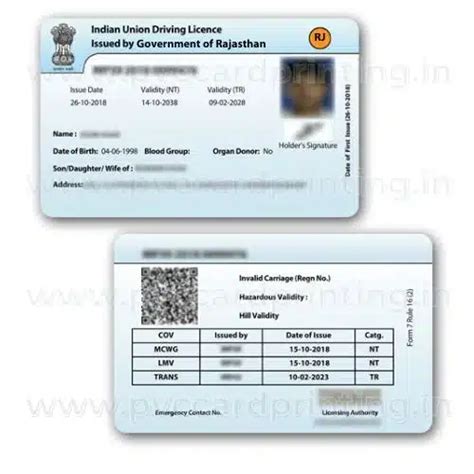 Rajasthan Driving Licence PVC Card New Format