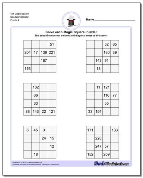 4x4 Magic Square Non Normal Set 2