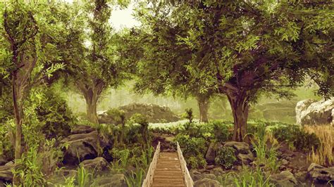 Wallpaper Landscape Forest Garden Nature Artwork Jungle