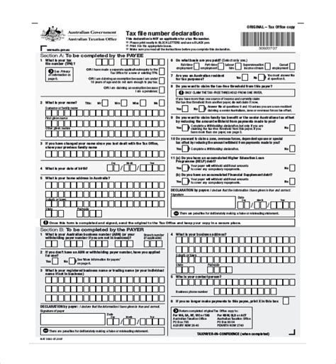 Tax File Declaration Form 2025 Printable Isla Nawal