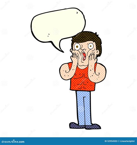 Cartoon Shocked Gym Man With Speech Bubble Stock Illustration