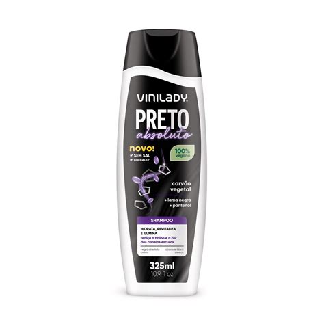 Shampoo Preto Absoluto Lama Negra E Pantenol 325ml Vini Lady