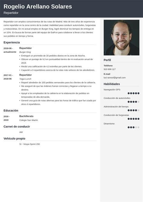 Curr Culum De Repartidor Ejemplos Y Gu A De Cv