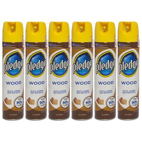 6 Pledge 6oz Furniture Polish Dusting Spray Cans Household Cleaner Dust