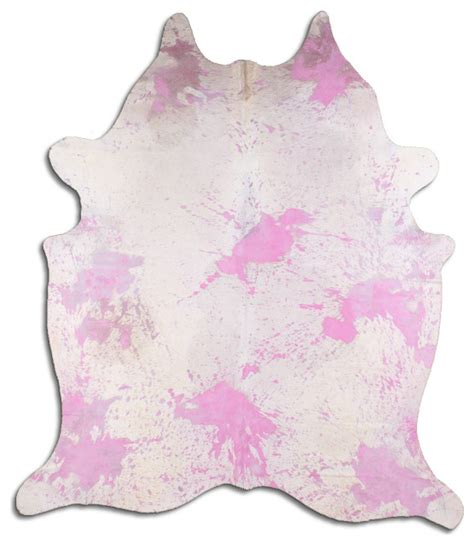 Acid Washed Hair On Cowhide Rug De Distressed Pink 5x7 To 6x8