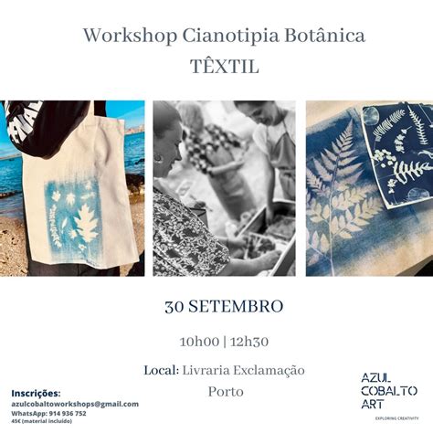 Workshop de Cianotipia Botânica Têxtil Livraria Exclamação