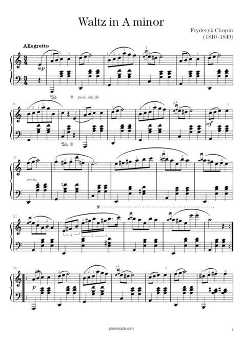 Waltz In A Minor Free Sheet Music Pianocoda