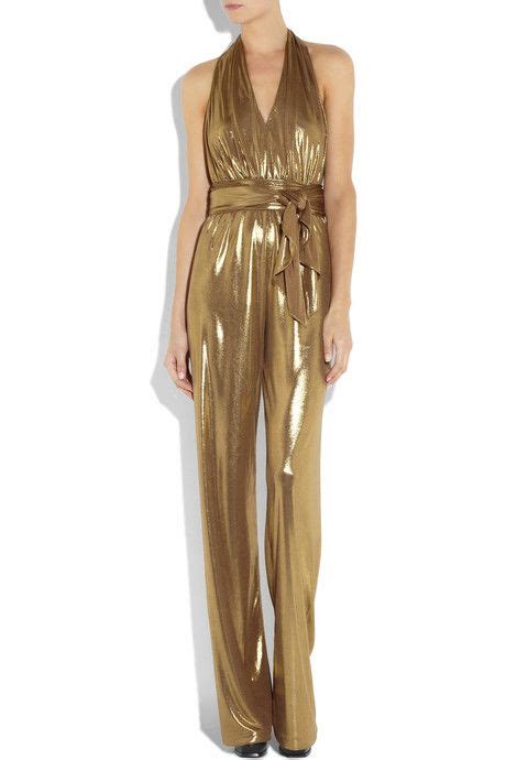 I Want This Sooo Bad Love Halston Heritage Halterneck Lamé Jumpsuit1