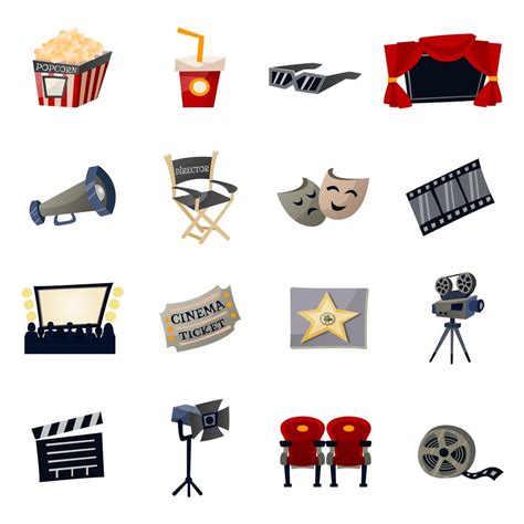 Cinema Icons Flat 469765 Vector Art At Vecteezy