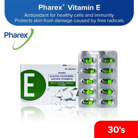 Pharex Vitamin E Dl Alpha Tocopheryl Acetate 400 IU 30 Beauty With