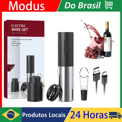 Modus Recarreg Vel Autom Tico Saca Rolhas Abridor De Vinho El Trico Bar