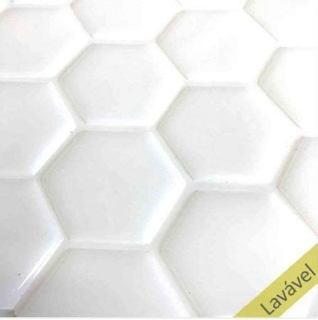 Placa De Pastilha Adesiva Resinada Hexagonal Branco Rejunte Branco