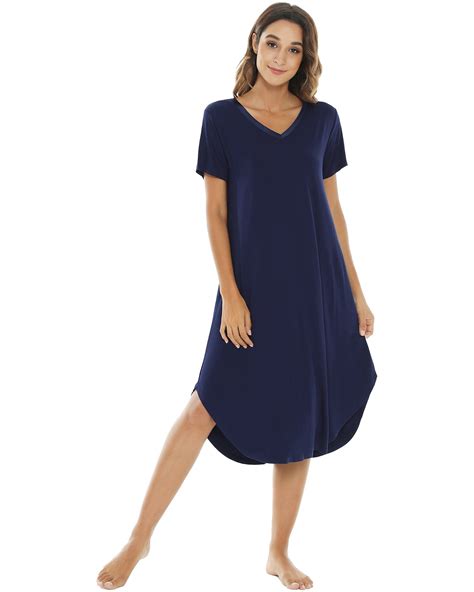 Nachila Nightgowns For Women Viscose Made From Bamboo V Neck