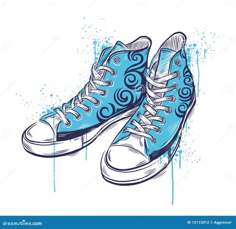 Hand Drawn Colored Sneakers Stock Vector Illustration Of Graffiti