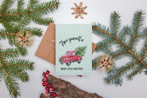 Download Your Free Set of Red Truck Christmas Cards