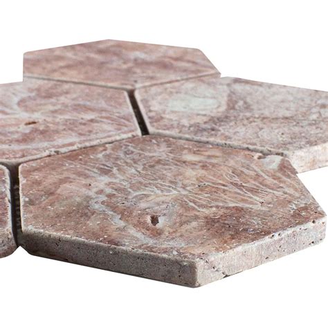 Travertin Pierre Naturelle Mosaïque Carrelage Mercado Hexagone Rouge