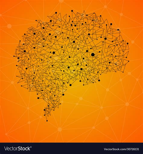 Abstract Human Brain Dots And Lines Polygonal Vector Image