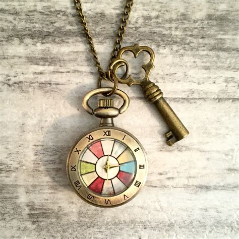 Steampunk Pocket Watch Necklace Multi Colored Watch Skeleton Etsy