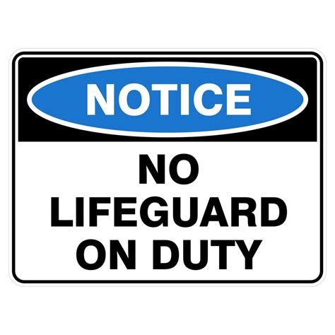 Notice No Lifeguard On Duty Buy Now Discount Safety Signs Australia