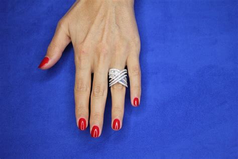 Diamond Halo Pave Baguette Spiral Wave Cocktail Band 18 Karat White Gold Ring For Sale At 1stdibs