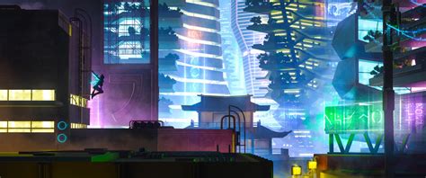 Wallpaper Digital Art Artwork Illustration Cityscape Night