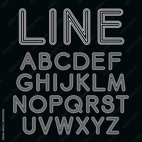 Vector linear font in mono line style. Sans serif font with rounded ...