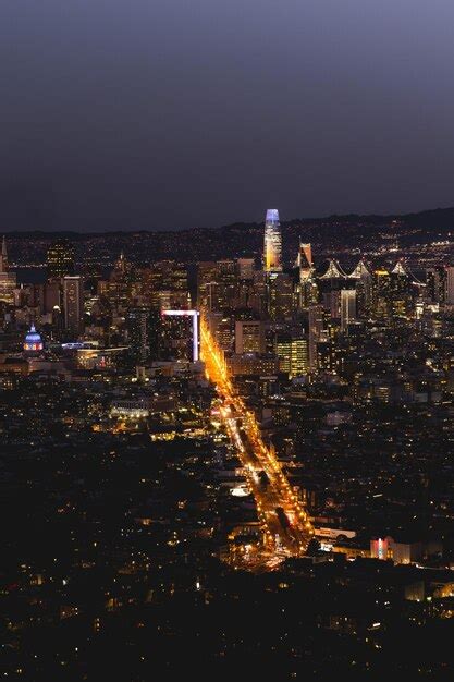 Premium Photo | Night view of illuminated twin peaks in san francisco