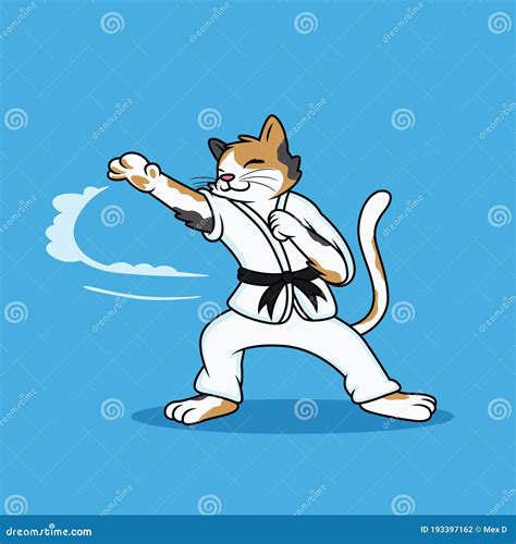 Cartoon Cats Doing Martial Arts With Cool Poses Stock Vector