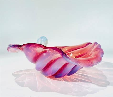 Archimede Seguso Cornucopia Rosa Opalina De Cristal De Murano Circa 1950 En Venta En 1stdibs