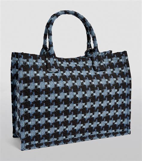 Womens Sandro Blue Tweed Houndstooth Tote Bag Harrods Uk