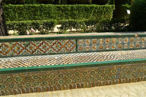 Bench with Tiles of Triana in the Gardens of the Alcazar in Seville, Spain Stock Photo - Image ...