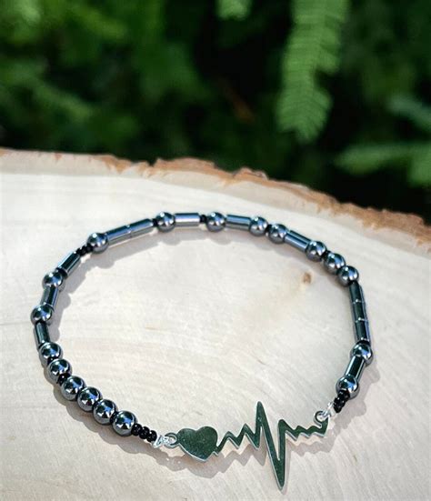 Hematite Morse Code Bracelet Heart Warrior Morse Code Etsy Handmade