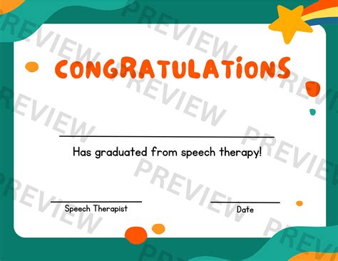 Speech Therapy Graduation Certificates Pediatric Speech Therapy Graduation Etsy