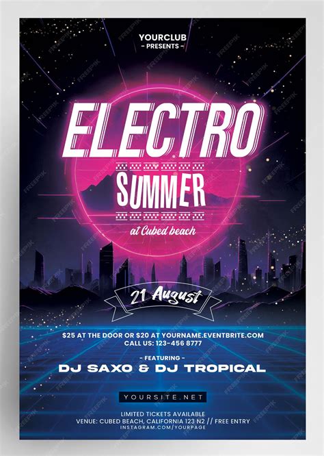 Premium Psd Electro Music Club Party Flyer Template