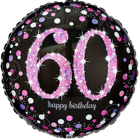 60th Birthday Balloon 18in Pink Sparkling Celebration Party City Canada