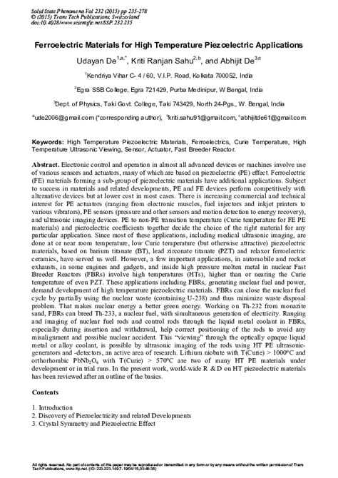 (PDF) Ferroic Materials for High Temperature Piezoelectric Applications ...