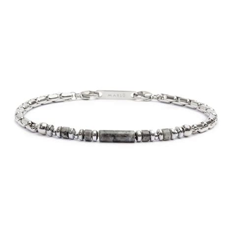 Bracciale Catena Box Cilindro Grigio Marl Br