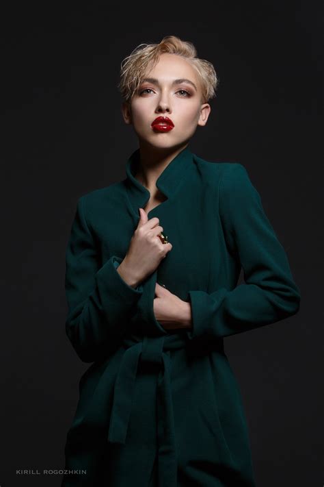 Wallpaper Women Model Kirill Rogozhkin Red Lipstick Short Hair