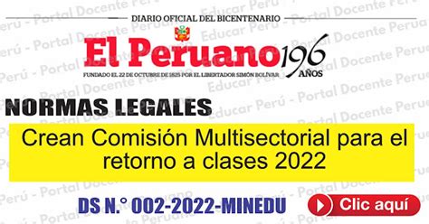 Minedu Crea Comisión Multisectorial Para El Retorno A Clases 2022