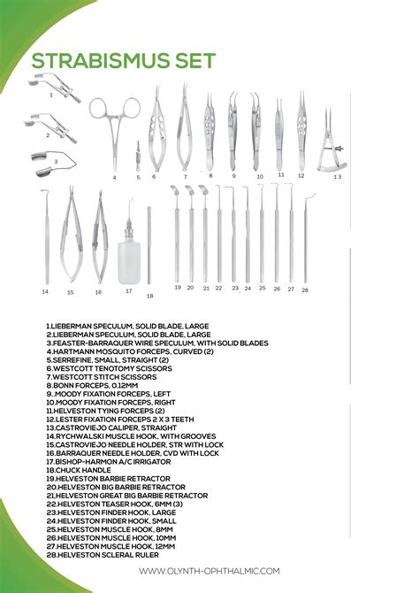 Strabismus Surgery Set Olynth Instruments